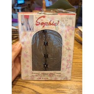 New Vintage Sophia Black Pantyhose Rhinestone Fits 5 Ft 5'5 - Ft 5'10 & 90-165